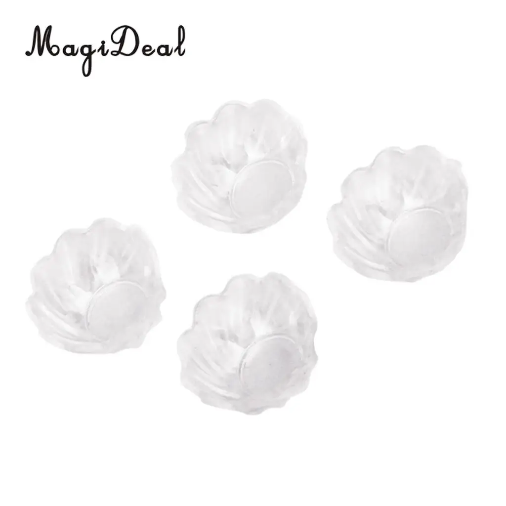 4Pcs/Pack 1/12 Clear Fluted Edged Fruit Bowl Doll House Miniature Kitchen Accessory Decor Kids Children Pretend Play Toys