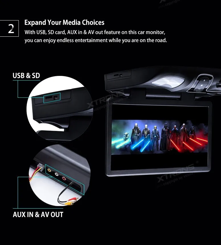 Flash Deal XTRONS 15.6" Black  Flip Down Car DVD Roof Car DVD Roof Monitor Car DVD with Easy Installation with the Mounting Bracket 9