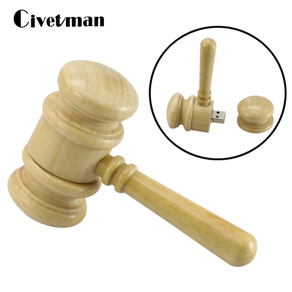  Wooden Pen Drive Gavel Law Hammer Model USB Flash Drive 4GB 8GB 16GB 32GB 64GB Memory Disk USB Stic