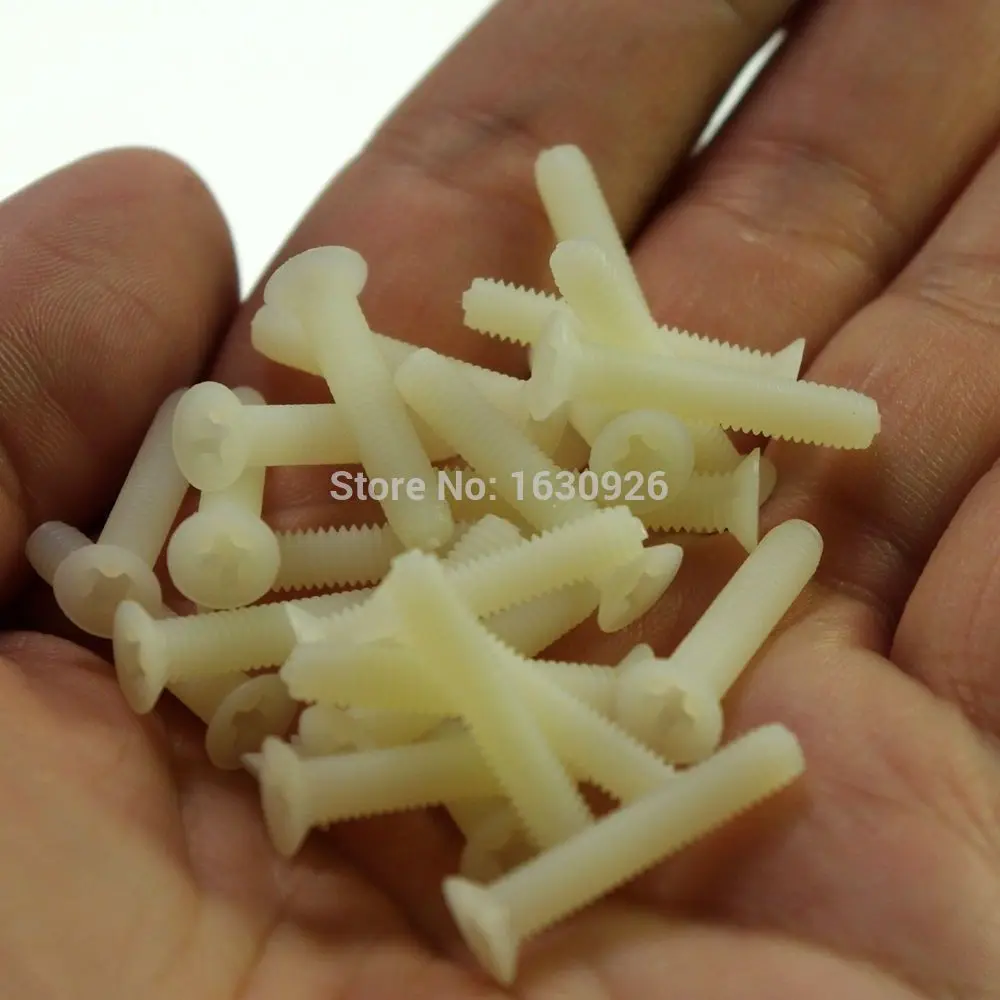 

Free shipping 50 pieces Metric Thread M5*15mm Nylon Countersunk Head Phillips Screws