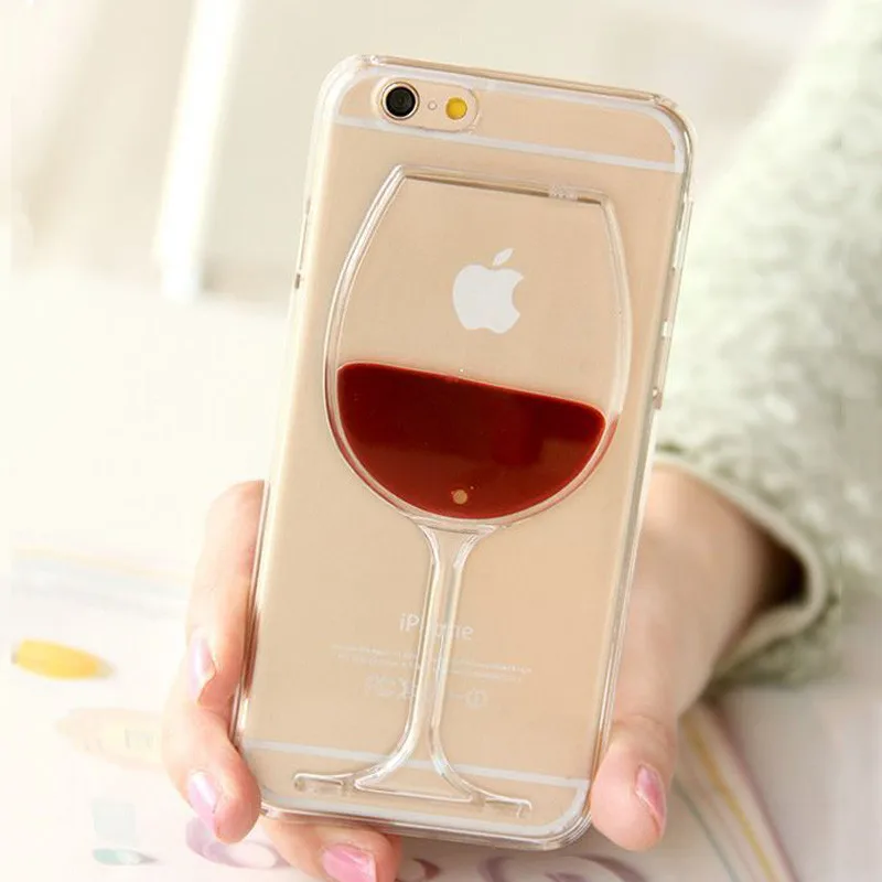 

For iphone 7 case Hot red Wine Cup Liquid Quicksand Transparent Case For iPhone 6 6S 7 8 plus X XR XS Max 5S Phone Case Cover