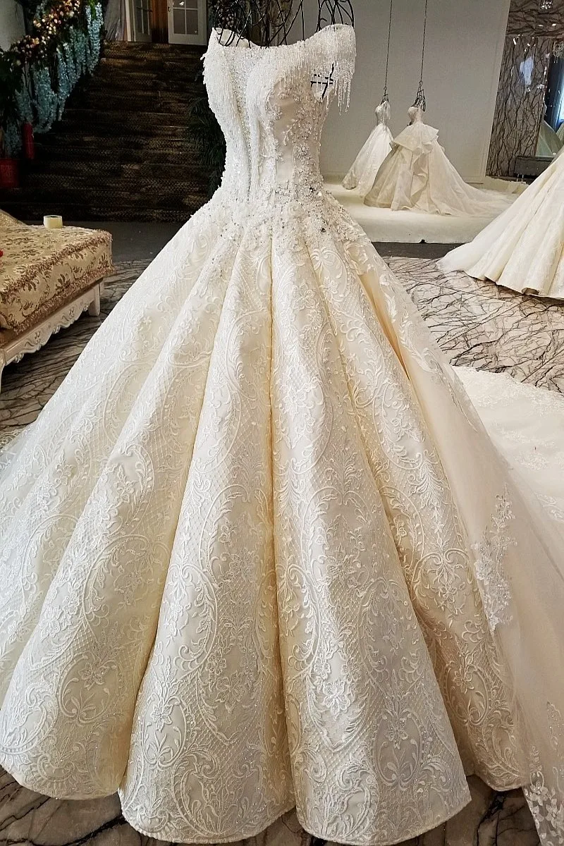 LS62101 свадебное платье кружевные цветыРоскошное с кристаллами блестящей большой