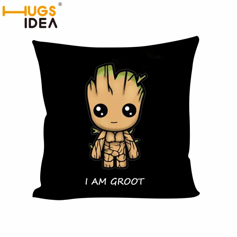 

HUGSIDEA Cartoon Groot Printed Polyester Pillow Case Decorative Office Home Throw Pillow Cover Dakimakura Cojines Almofada