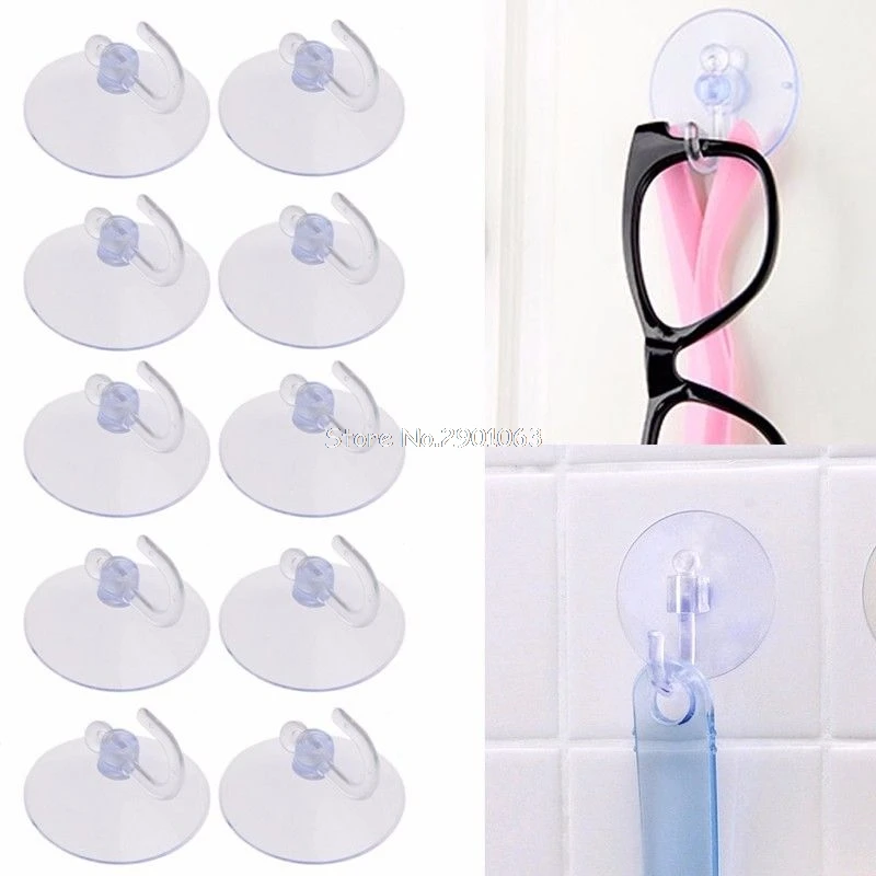 

10Pcs Glass Window Wall Strong Suction Cup Hooks Hanger Kitchen Bathroom New