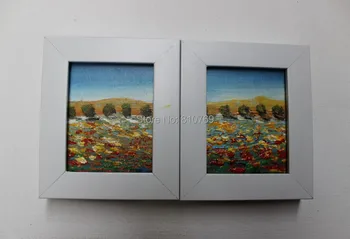 

NEW 100% hand-painted Free shipping oil painting on Small thin board Match framework high quality mountain 2pcs/set DM-928020