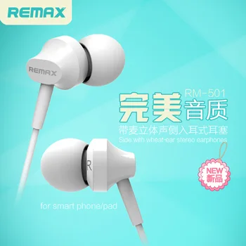 

Original explosion models REMAX RM501 side ear style with a mic stereo music bass earphones wholesale price for iPhone xiaomi