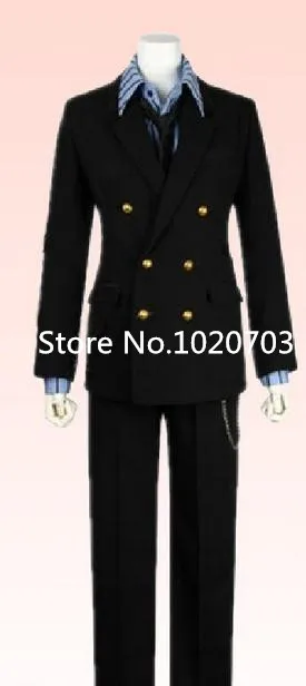 One Piece Sanji Cosplay Black Vest Stripes Orange Shirt Costume Outfit Clothing