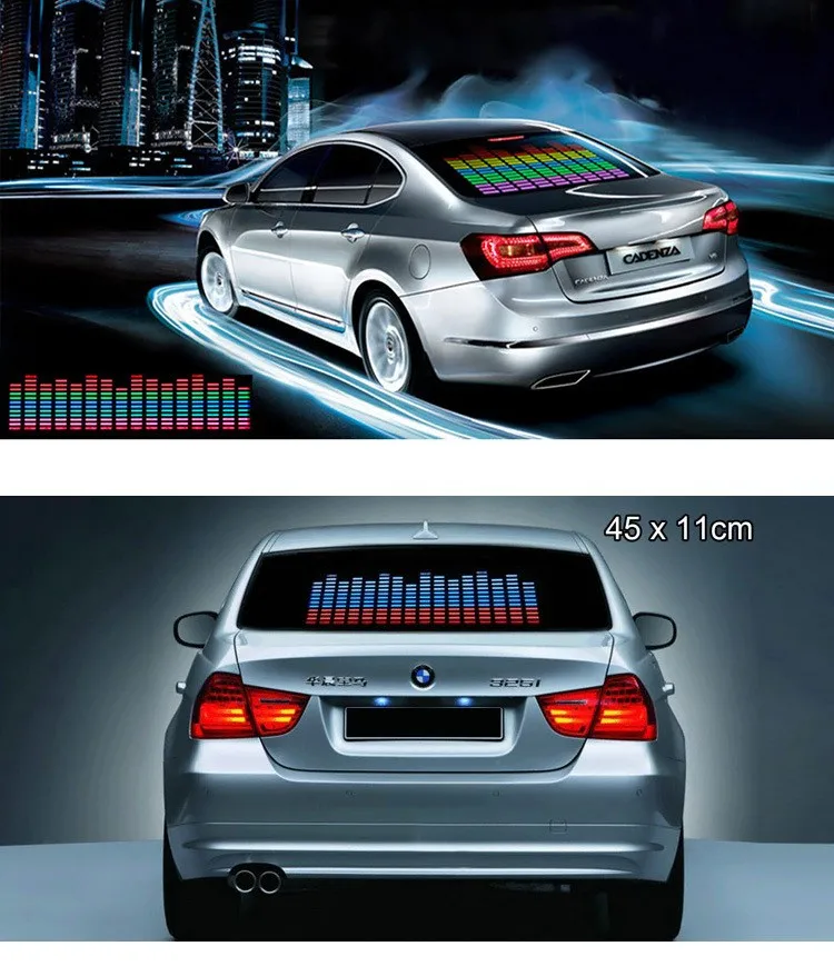 Colourful Music Rhythm Pattern Car Sticker EL Sheet Music Rhythm LED Flash Lamp Stickers Sound Activated LED Light
