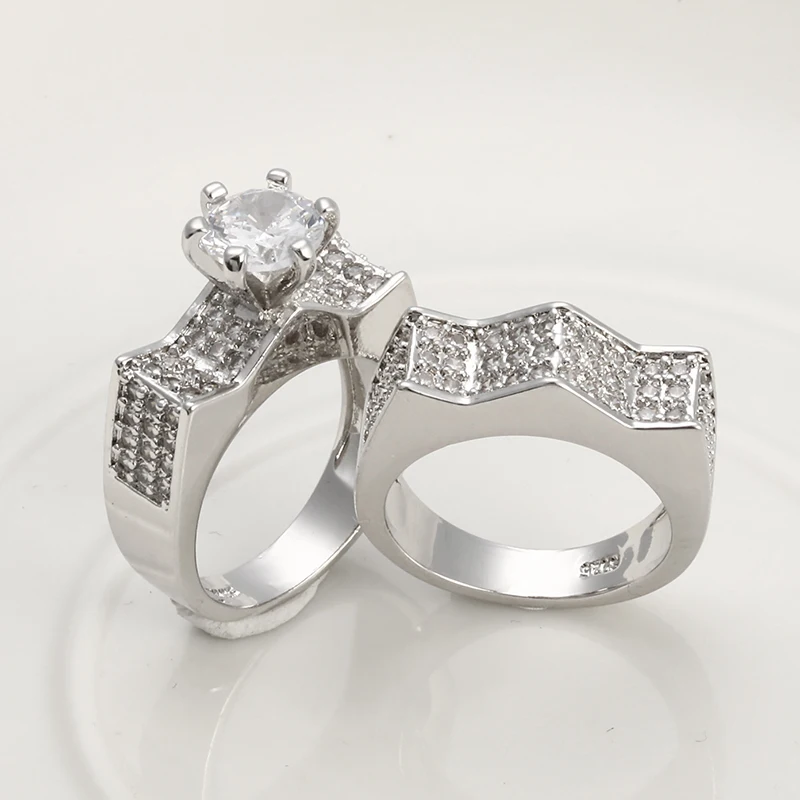 

Boho Female 925 Silver Finger Ring Crystal Zircon Stone Wedding Ring Set Promise Bridal Engagement Rings For Women Jewelry Gift