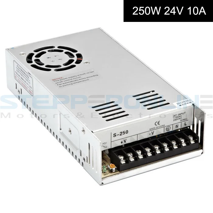 

Single Output Switching Power Supply 24V 10A 250W Stepper motor 115V/230V AC for CNC Router Kits 115V/230V