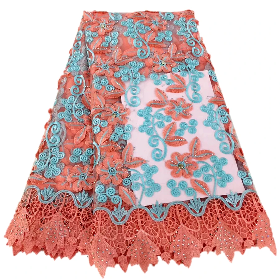 

french lace fabric 2018 african fabric nigerian lace high quality 3d flower stone fabric bridal lace fabric 5yard/lot