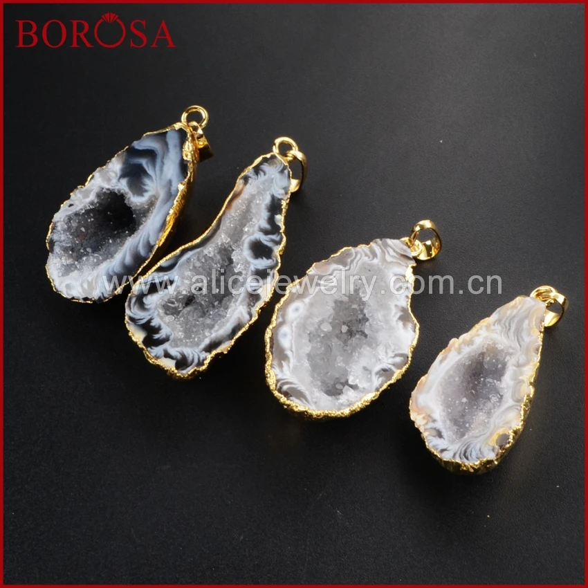 BOROSA Druzy свободной формы половина натуральный оникс кулон agates Geode подвеска в