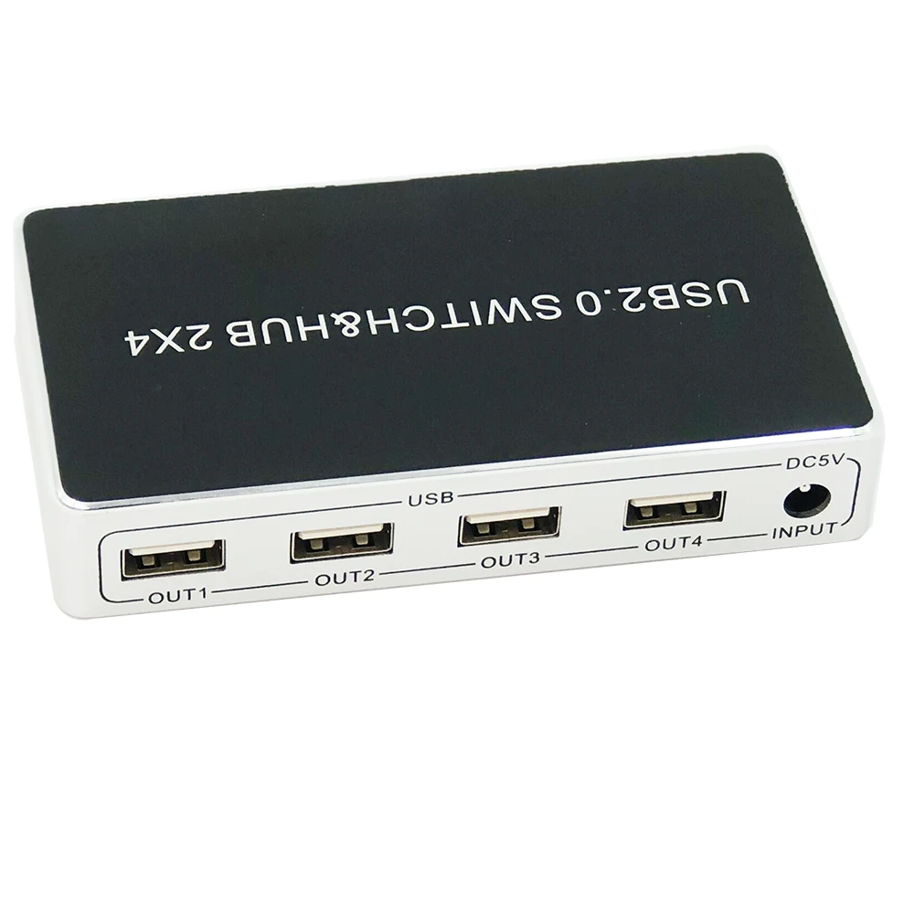 USB KVM переключатель коробка USB коммутатор 2 порта шт обмен 4 устройства для клавиатуры мышь принтер монитор с 2 USB кабели в комплекте