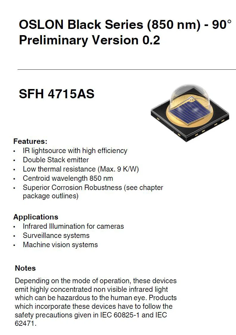 HS-802 OSRAM 850nm SFH 4716 S/SFH 4715AS ИК инфракрасный 940nm падение в таблетки светодиодный излучающий модуль для HS-802 фонарик