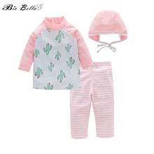 Купальный костюм для маленьких девочек, Солнцезащитный купальный костюм, Шапочка+ штаны+ Топ, комплект из 3 предметов, милый купальный костюм принцессы, детское бикини для От 3 до 7 лет