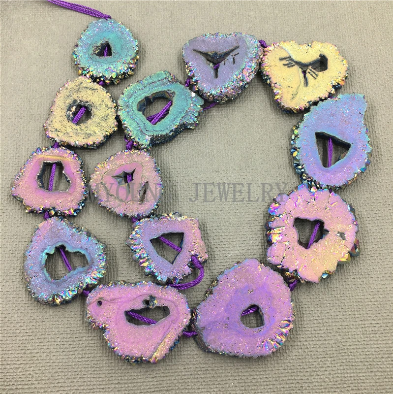 Bead Crystal Bracelet Rainbow Purple Titanium Druzy