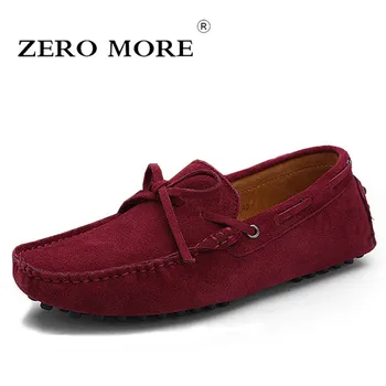 

ZERO MORE Slip On Shoes Men Knot Suede Split Leather 2018 Moccasins Mens Shoes Casual Tassel Boat Loafers Fashion Big Sizes