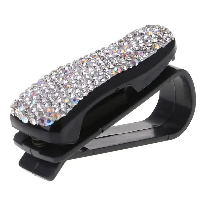 Auto Fastener Clip Rhinestone Diamond Car Sun Visor Glasses Sunglasses folder Ticket Receipt Card Storage Holder Accessorie | Автомобили и