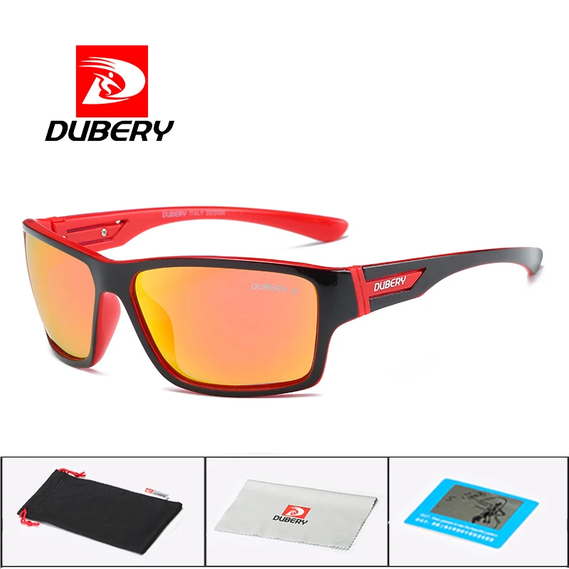 DUBERY поляризованные солнцезащитные очки мужские водительские оттенки мужские солнцезащитные очки для мужчин безопасность Роскошные брендовые дизайнерские Oculos - Цвет линз: Red Red C4