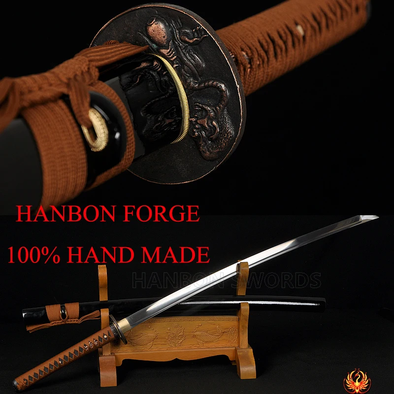 

Carbon Steel Full Tang Japanese Samurai Functional Sword Katana Battle Ready Sharp Genuine Rayskin Hard Wooden Saya Alloy Tsuba