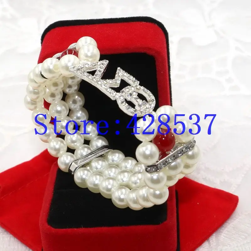 DST греческое братство Дельта Сигма Тета широкий эластичный многоэтажных жемчугом обувь с украшением в виде кристаллов ручной работы тканый браслет из бисера