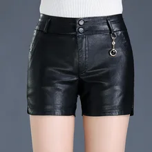Новые зимние шорты из искусственной кожи женские ботинки обтягивающие шорты со средней талией модная женская кожаная шорты размера плюс 8XL черный Mujer MZ2825