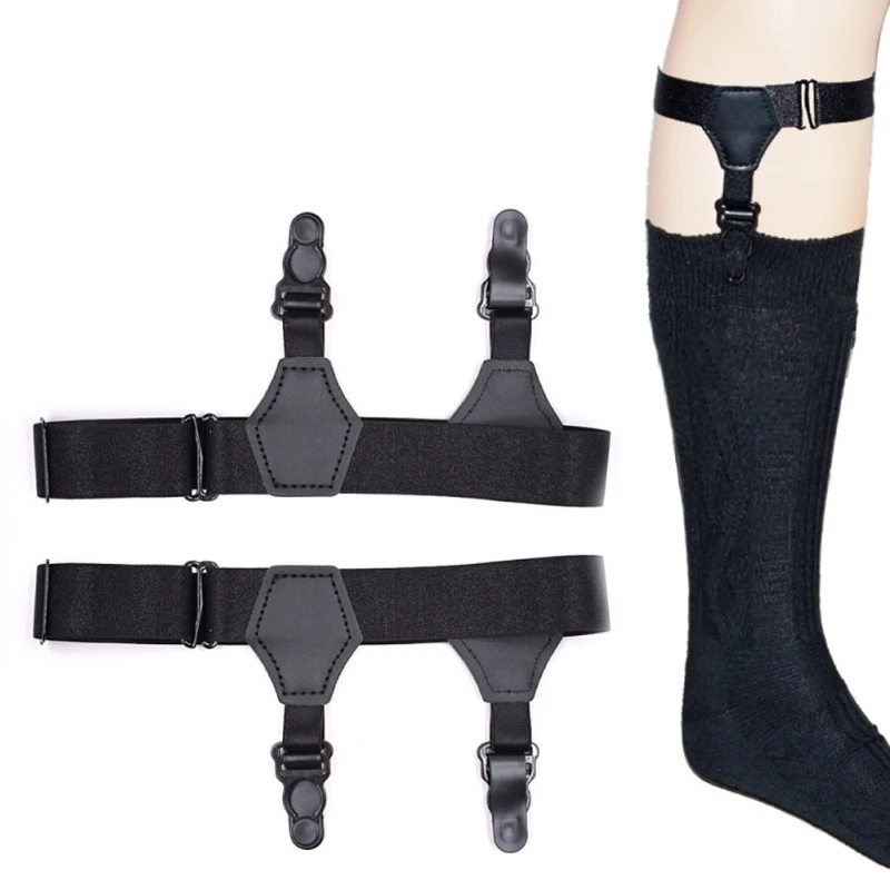 

Black Women Men 2Pcs/Set Unisex Socks Garters Belt Suspenders Adjustable Non-slip Double Clips New Fashion Sexy