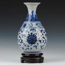 Керамика синий и белый фарфор антикварная guanyao ваза с декоративными микротрещинами украшения дома ремесел