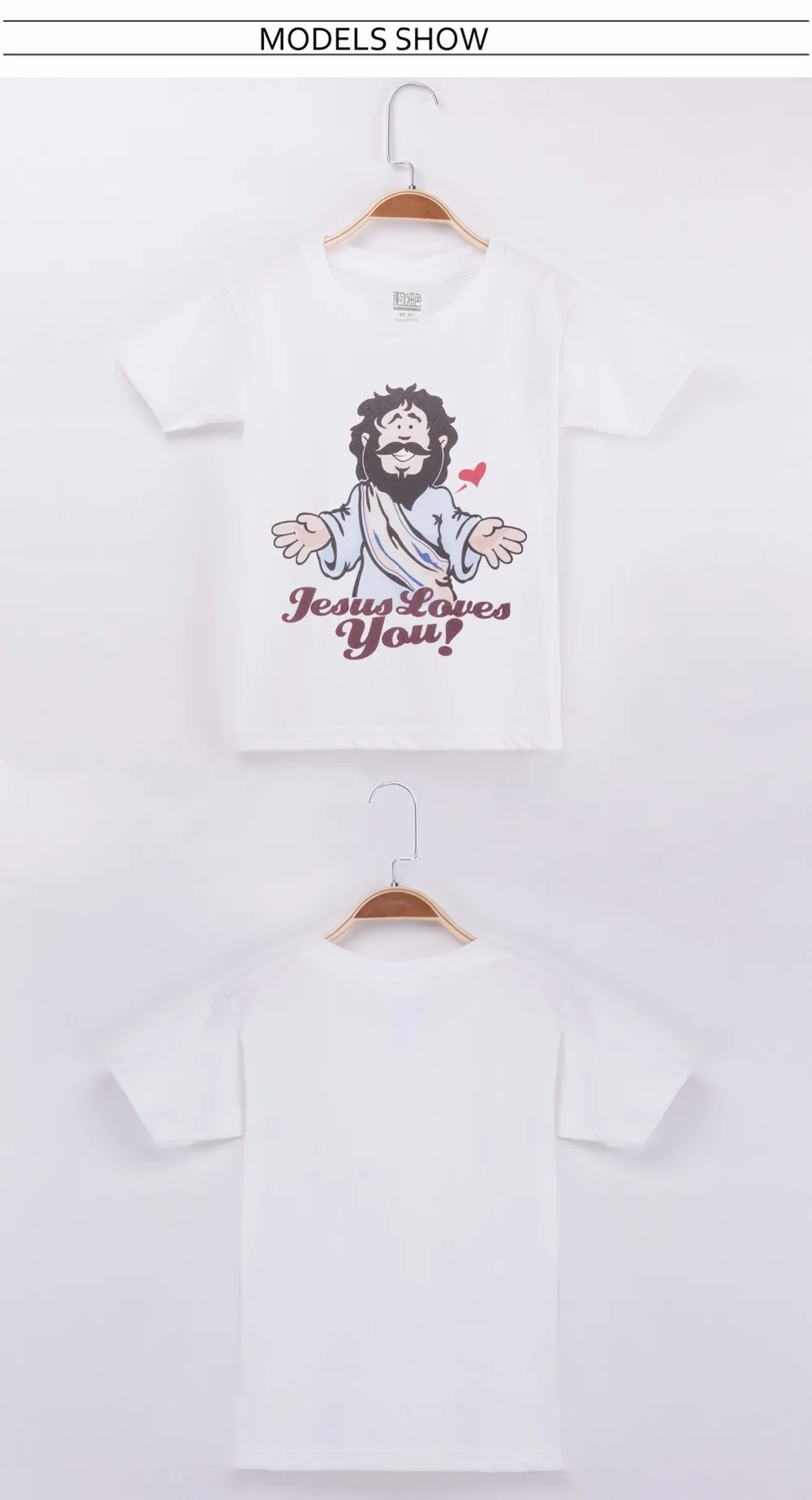 Новинка 2019 года, Детская футболка с надписью «Jesus Love You», белые детские рубашки из 100% хлопка, Детская короткая футболка для мальчиков, одежда