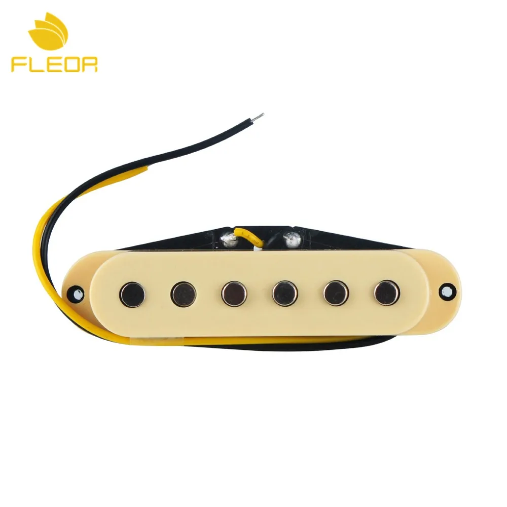 FLEOR гитарный звукосниматель с одинарной катушкой Средний звукосниматель 50 мм ошеломляющий полюс керамический магнит на запчасти для электрической гитары, желтый