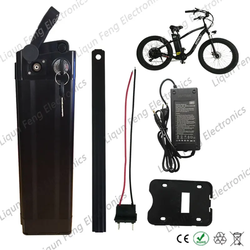 Серебряный рыбный черный 48 В 6AH 250 Вт 350 Вт 500 Вт Электрический велосипед литий-ионный аккумулятор для электровелосипеда BMS отправка зарядного устройства