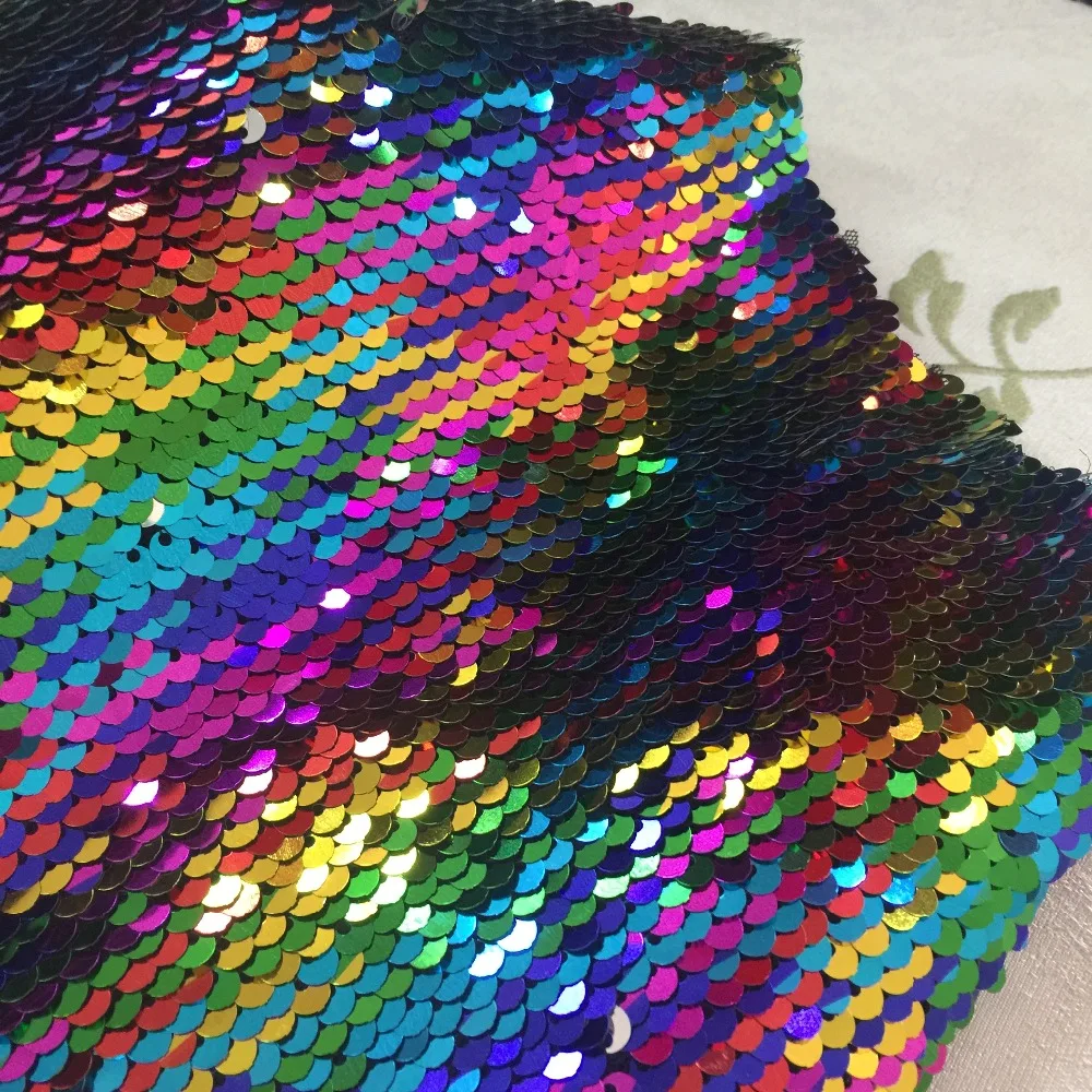 

FFLACELL 45*110cm accessories mermaid reversible Sparkly color Changeable Sheet Sequin Fabric For Clothes/Part Cushion Decor