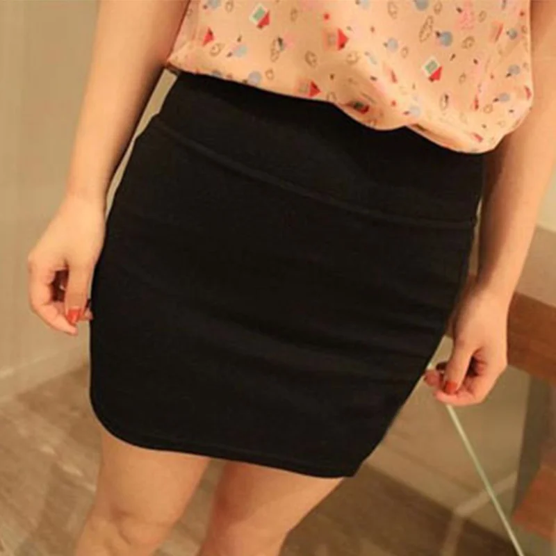Модная женская сексуальная летняя юбка-карандаш, посылка, бесшовная эластичная плиссированная юбка с высокой талией, облегающие мини юбки для офиса, вечерние - Цвет: black
