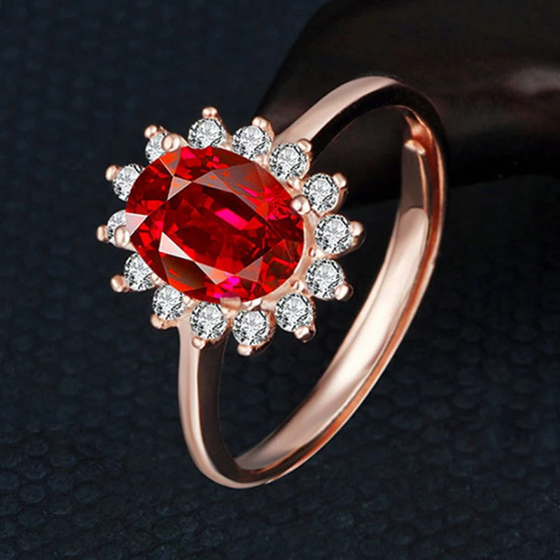 

GR.NERH Women's Fashion Vintage Steel Red Crystal Open Rings For Women Anniversary Party Wholesale