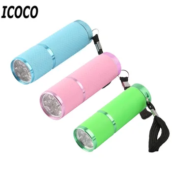 

ICOCO New Mini 9 LED Portable 15s Fast Dry Nail Dryer Flashlight Lamp For Nail Gel polish Lamp Aluminum Alloy AAA Battery