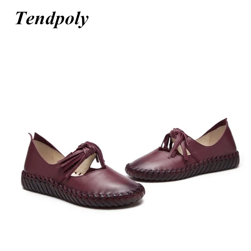 2018 latest fashion retro women's shoes spring autumn real leather pregnant soft hot paragraph wild casual women singles shoes