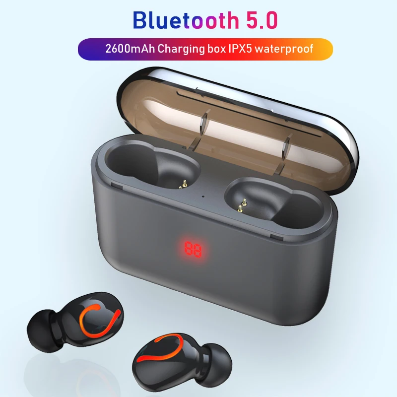 

New TWS Wireless Bluetooth earphones Charging box earphone sport wireless earphone HD mic noise canceling waterproof earphone