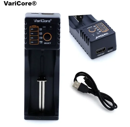 Varicore V40 v20i V10 U4 Зарядное устройство для 3,7 в 18650 26650 18500 16340 14500 18350 литий-ионный аккумулятор 1,2 в зарядное устройство для никель-кадмиевых или никель-металл-AAA никель-металл-гидридного аккумулятора - Цвет: V10 and USB