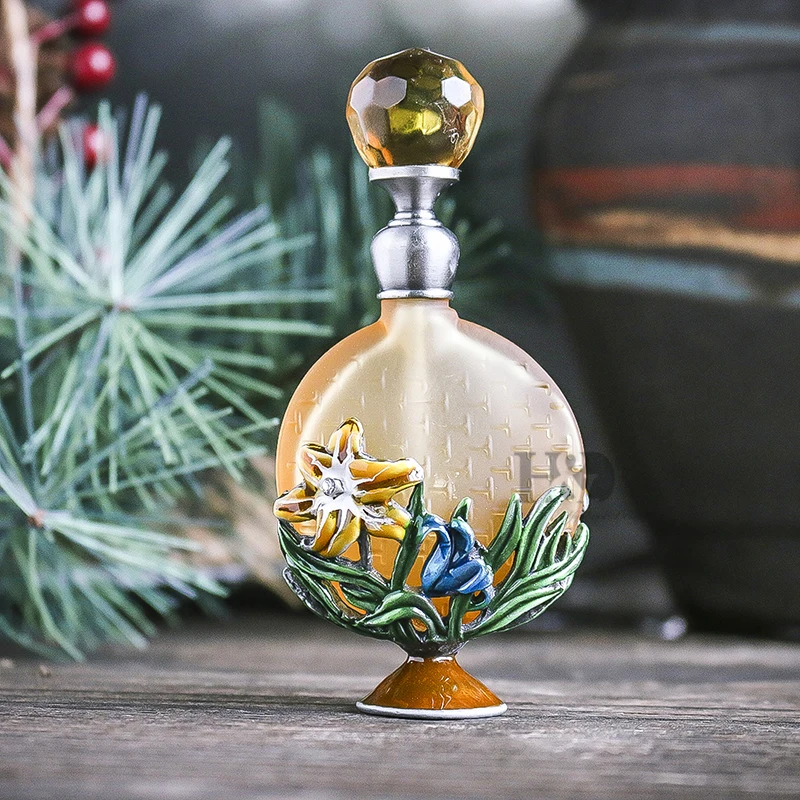 H & D 7 мл Lily дизайн флакон духов Пустой многоразового стекла и металла духи орнамент бутылки дома украшение стола подарок