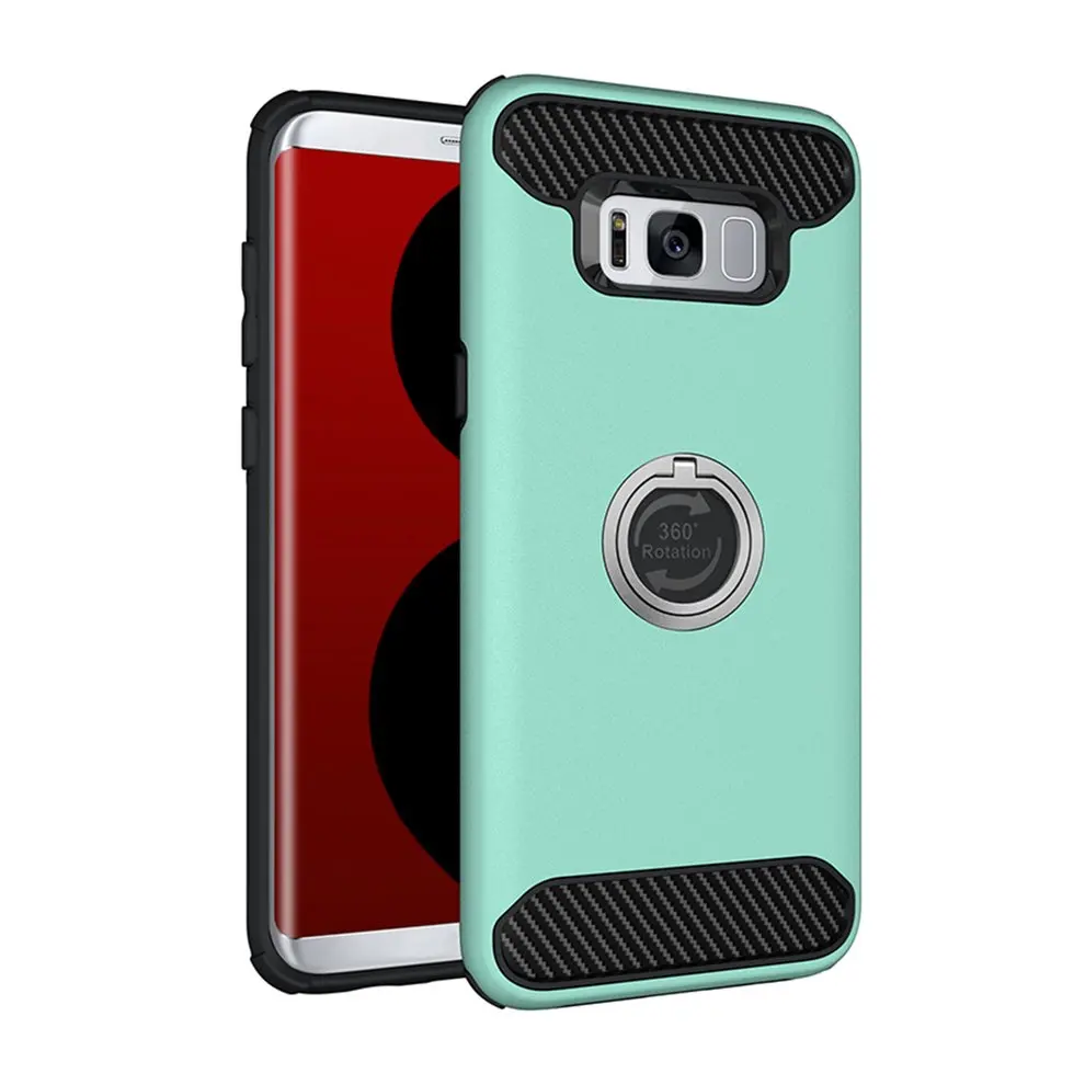 

10 Pcs Phone Drop Resistant Solid Protective Case Soft Case With Finger Ring For Samsung S8 Plus Mint Green Mobile Phone Shell