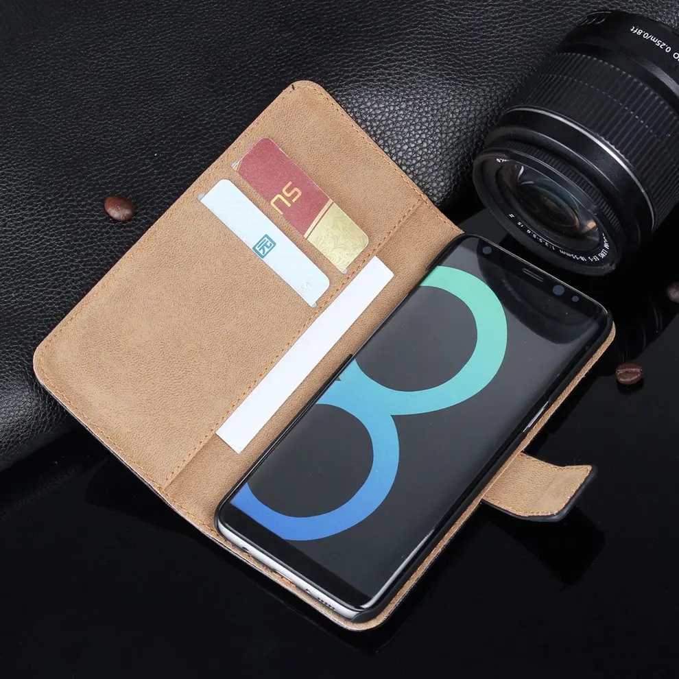 

8 Pcs Shockproof Double Layers Genuine Leather Cover Flip Case Cover Phone Protective Cover For Samsung Models Phone S8 Plus