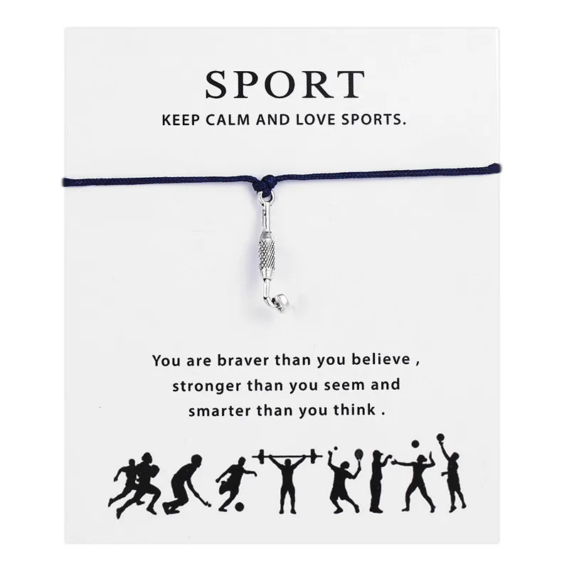 

Ice hockey stick Charm Friendship Bracelet Wish Card Birthday Gift Women Men Jewelry Lucky Yellow String Bracelets Adjustable