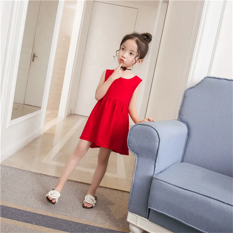 Beautiful Sling Princess Dresses Kids Red Color Back Black Butterfly Strap Cotton Dresse Baby Girls Clothes Children's Clothing03