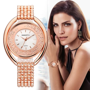 

REBIRTH Women's Watches Ladies Watch Luxury Relogio Feminino Rose Gold Bracelet For Women Clock Women Reloj Mujer Saat