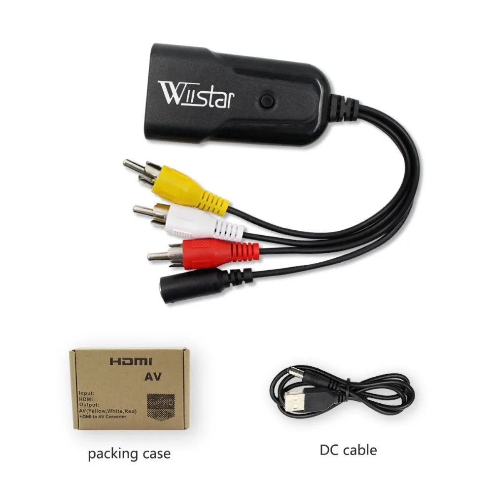 WIISTAR HD 1080P Mini HDMI2AV HDMI для AV/RCA CVBS адаптер для PS3/PC/VCR/NTSC