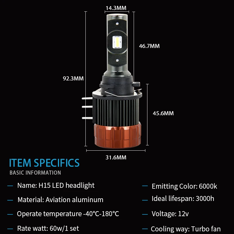 TC-X Error Free Canbus Car Headlight Bulb LED H15 For bmw audi volkswagen H15 led ampul araba far h15 led lamp lights for auto