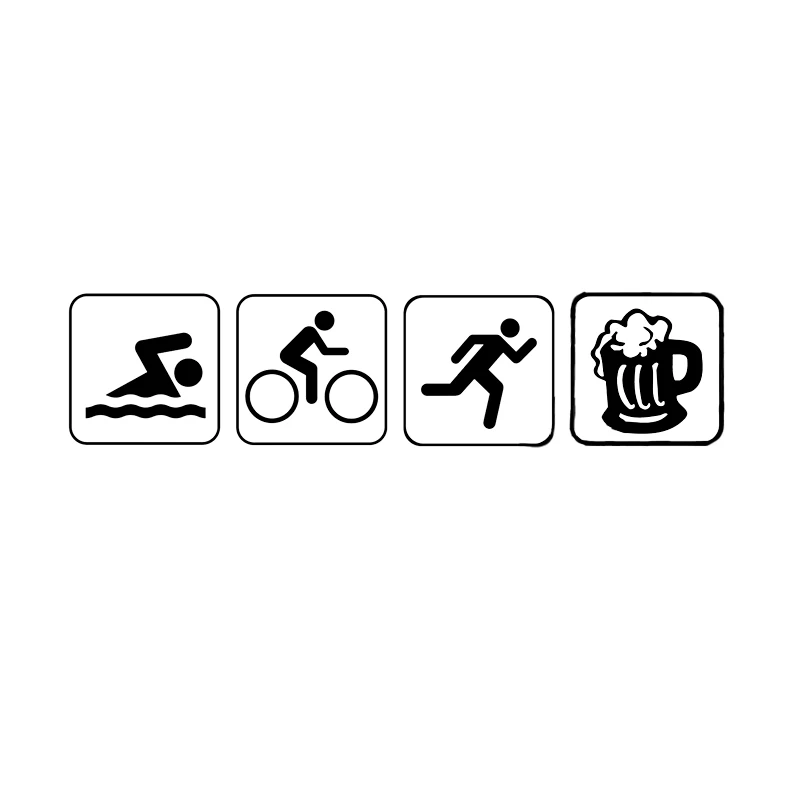 YJZT 17,7*4,2 см забавная наклейка на бампер Триатлон Плавание велосипед бег и пиво автомобиля Наклейка виниловая силуэт C12-0661 - Название цвета: Черный