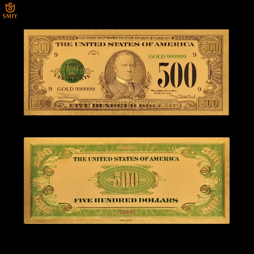 1918 доллар США банкнота 500 24k золотые деньги Поддельные Банкноты коллекция бумага