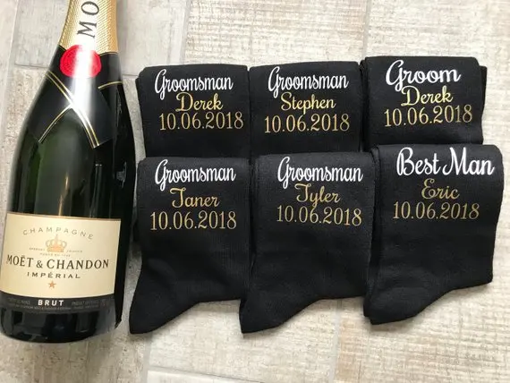Персонализированные носки с любыми именами для свадьбы жениха лучшего мужчины