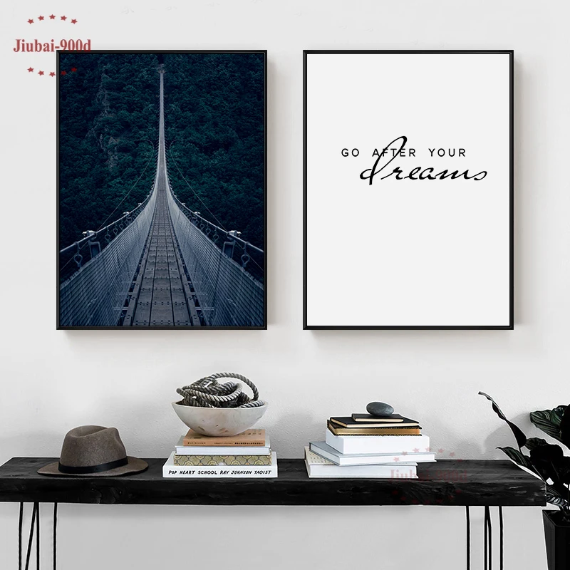 

900D Posters And Prints Wall Art Canvas Painting Wall Pictures For Living Room Nordic Landscape Bridge Cuadros Decoracion NOR090